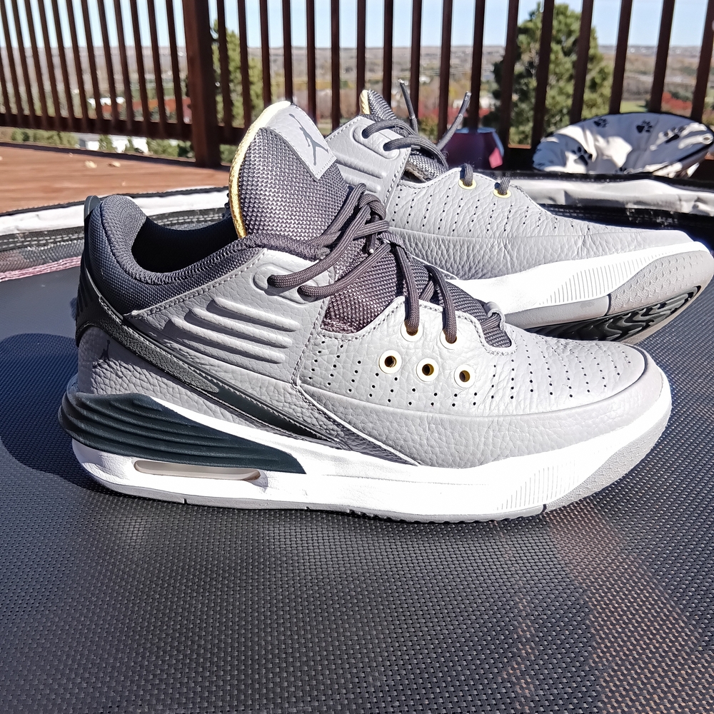 Jordan Gray and Gold Athletic Shoes